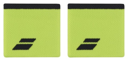 Frotki na rękę Babolat Logo Wristband, żółto/czarne , 2 szt.